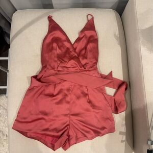 NWT Pink Satin Romper from Ruby & Jenna